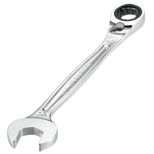 Facom 467B41 ratcheting combination wrench, silver finish, angled view on white background.
