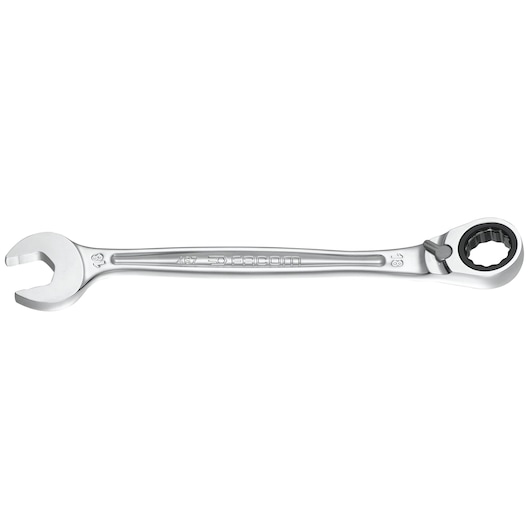 Facom 467B.6PB ratcheting combination wrench, silver, product side view on white background.