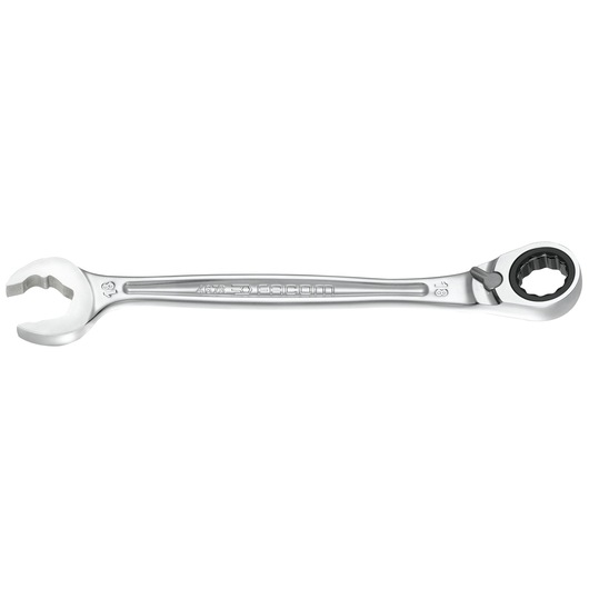 Facom ratcheting open-end wrench photo, silver finish, SKU 467BR_8, side view.