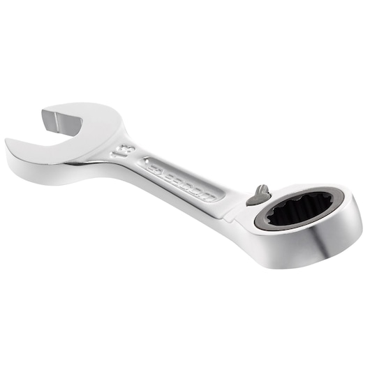 Facom 467BS_10 ratcheting combination wrench, chrome finish, angled view on white background.