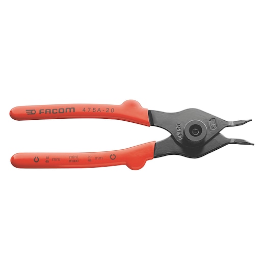Facom 475A20 photography of red-handled circlip pliers, product shown from side on white background.