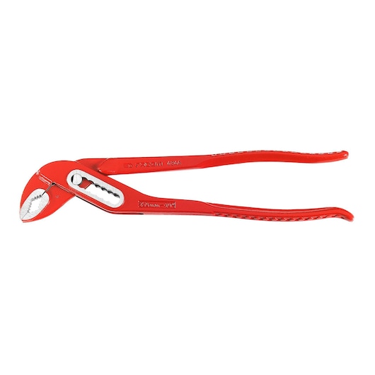 Facom 484A red water pump pliers side view with serrated jaws and adjustable groove.