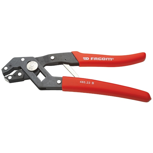 Facom adjustable pliers with red handles, SKU 485_23, side angle on white background.