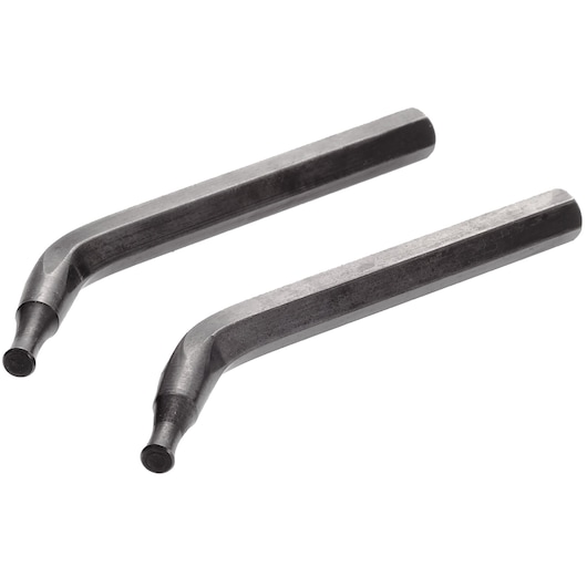 Facom 490_SE38-2 set of two bent pin hex keys, silver metal, photographed on white background.