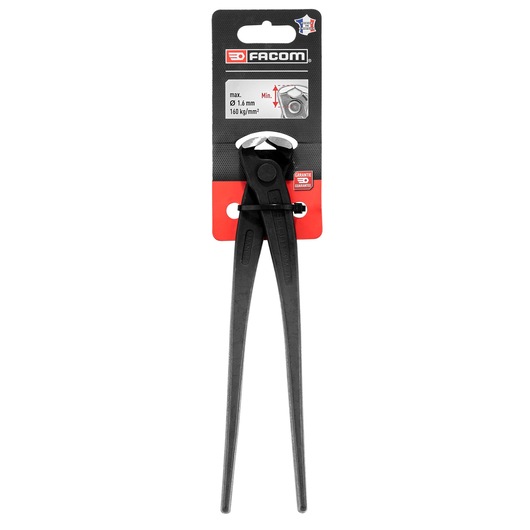 Facom 495A_22ELPB end cutting nippers in black, packaged, front angle, on white background.