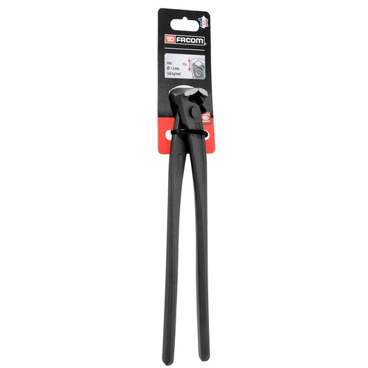 Facom 495A_25ELPB black nipper pliers with long handles, front view on white background.