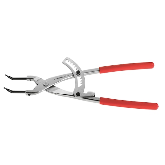 Facom 499_32 specialty pliers with angled black tips and red handles, side view on white background.
