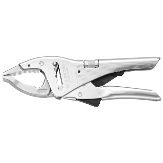 Facom 501A locking pliers, silver steel, side view on white background