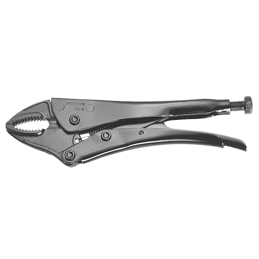 Facom 513_1 locking pliers with serrated jaws, side view on white background.