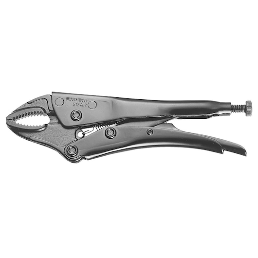 Facom 513A_7 locking pliers, metallic finish, photography, side angle on white background.
