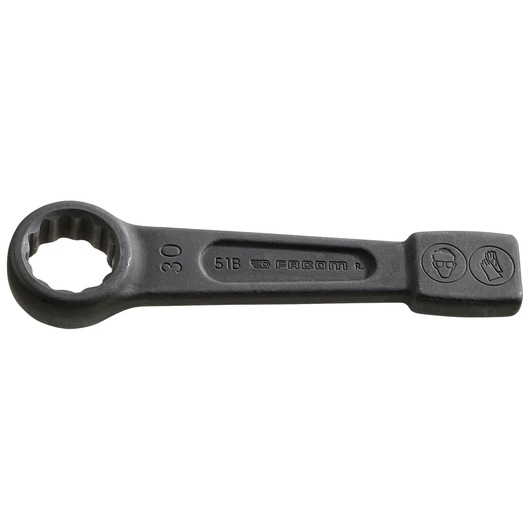 Facom box end striking wrench 51B_2P3_8, matte black finish, straight handle, 30 mm size, product side view.