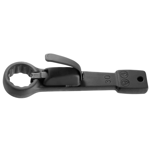 Facom ratcheting box-end wrench 51BS_30, black finish, top view on white background.