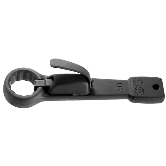 Facom 51BS41 ring ratchet wrench, matte black, side view on white background showing mechanism and size marking 30.