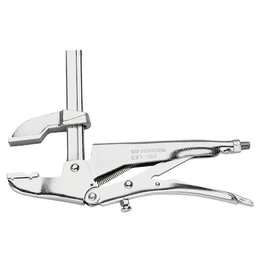 Photo of Facom 521100 locking clamp plier, metallic finish, left side view on white background.
