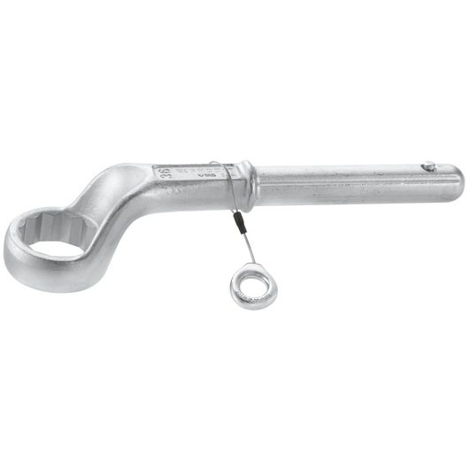 Facom 54A41SLS silver angled box wrench with security cable, side view, on white background.