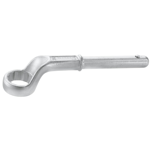 Facom 54A55 silver offset ring wrench, side view, features twelve-point ring for secure grip.