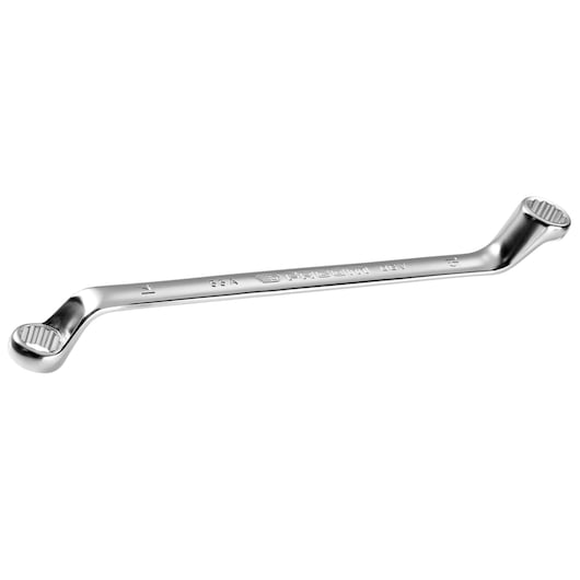 Facom 55A22X24 chrome offset ring spanner, dual size, angled view, white background.