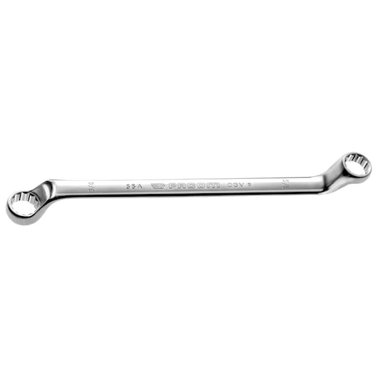 Facom box-end wrench 55A_3_8X7_16, silver, side angle on white background.