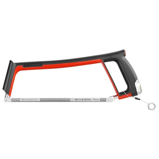 Facom 601SLS hand hacksaw with black and red frame, side view on white background.