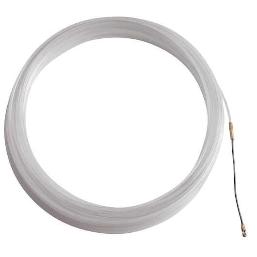 Facom 629757 flexible plastic cable puller with metal tip, coiled, photographed on white background.