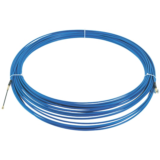 Facom 629896 blue cable puller coil with metal tips, shown coiled on a white background.