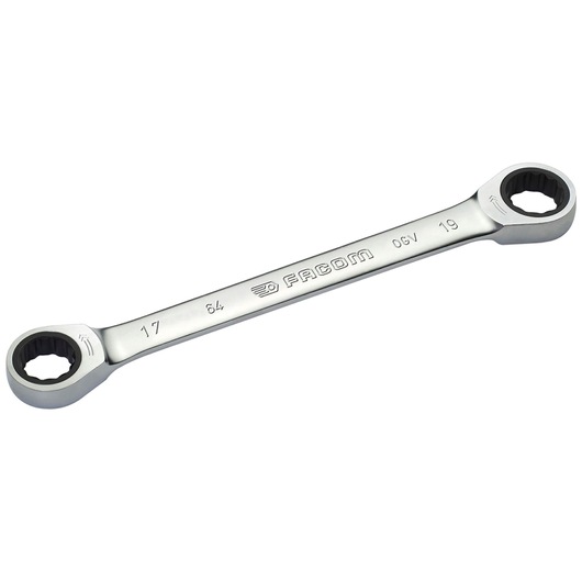 Straight double box-end ratchet wrench, 22 x 24 mm