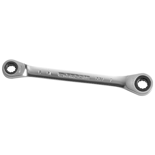 Straight double box-end ratchet wrench, 6 x 7 mm