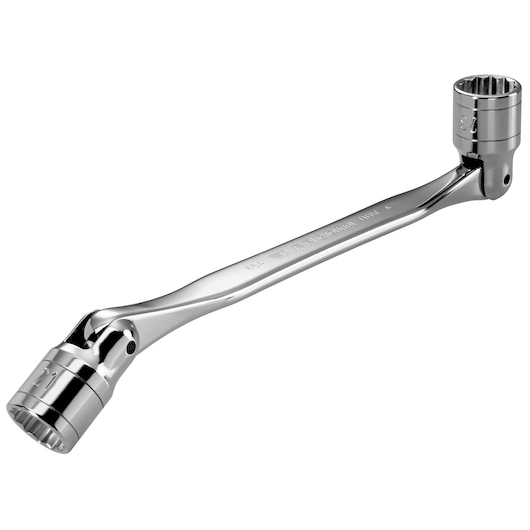 Facom double box-end flare nut wrench 66A_12X13, chrome finish, side view on white background.