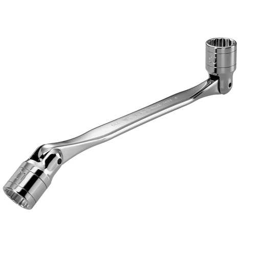 Facom 66A_18X19 chrome double box-end wrench, product side view, photography on white background