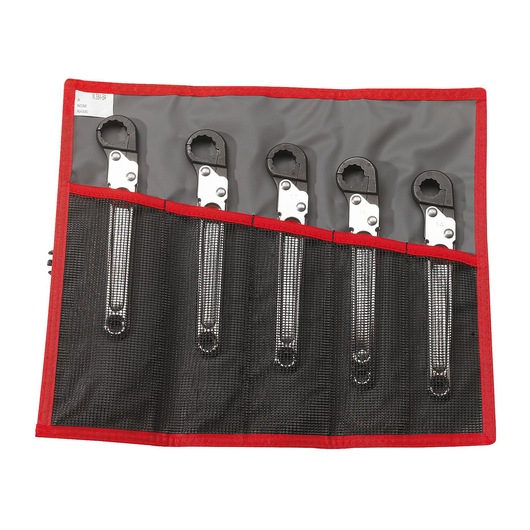 Straight flare-nut wrench, set 5 pieces (14 to 19 mm), in pouch