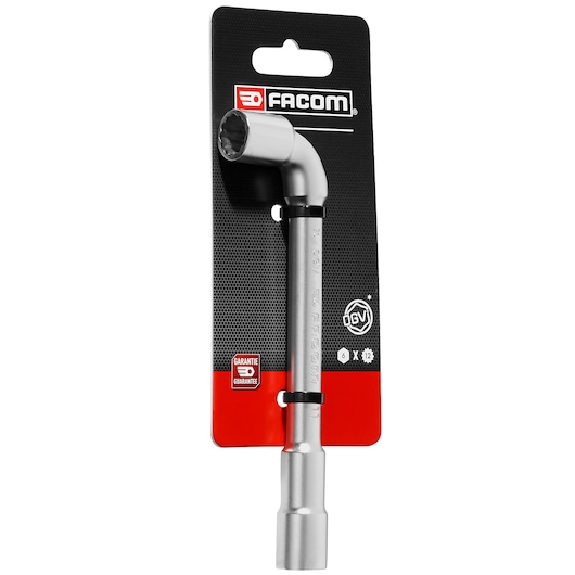 Facom 76_11PB_P2 pipe wrench with 11mm socket, silver, angled design, front angle on white background.