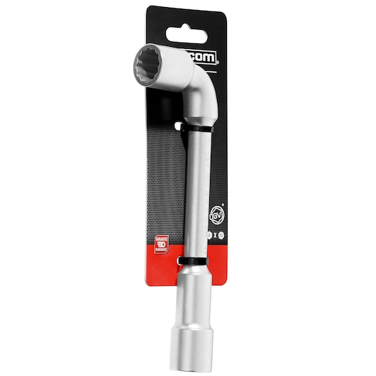 Facom 76_17PB offset socket wrench with twelve-point head, silver finish, front angle on white background.