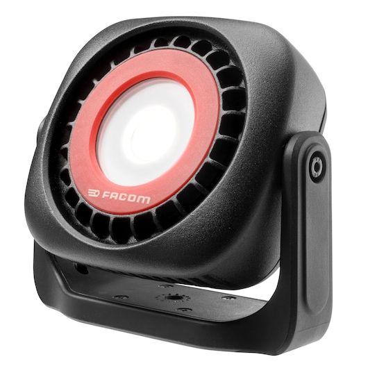 Facom 779.1000BLPB portable LED work light, black and red, angled view, photography