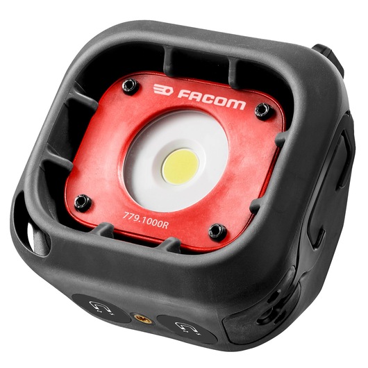 Facom portable work light 779.1000RPB black and red, front angle on white background.