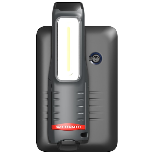 Facom 779.CL5PB compact LED work light, black and gray, front view on white background.