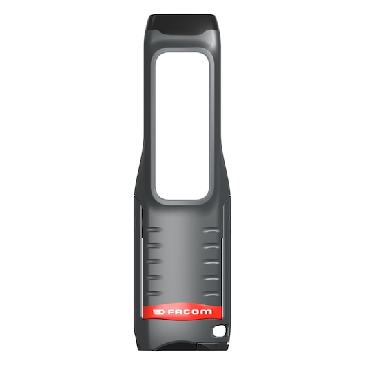 Photo of Facom 779.CL5PB grey and black work light, front angle, with red Facom logo at the base.