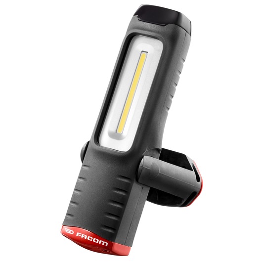 Photo of Facom 779.CLSPPB black and red LED work light with adjustable stand, angled on white background.