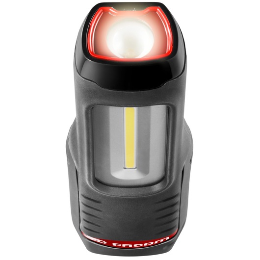 Facom 779.CLSPPB compact black work light with LED bar and red trim, front angle on white background.