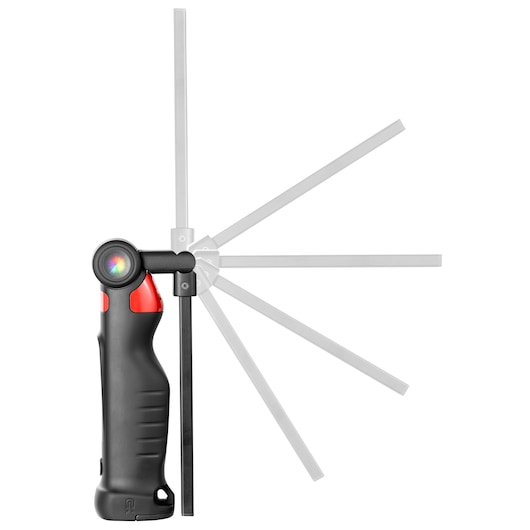 Facom 779CML rechargeable LED inspection light with adjustable arm, shown from side angle on white background.