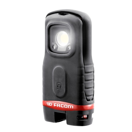 Facom 779_PCBPB portable LED work light, black and red, front angle, photography.