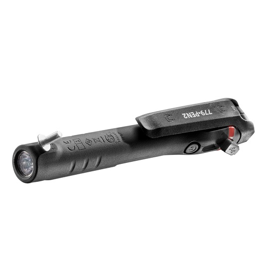 Facom 779_PEN2PB black pen-shaped inspection light with pocket clip, side view on white background.