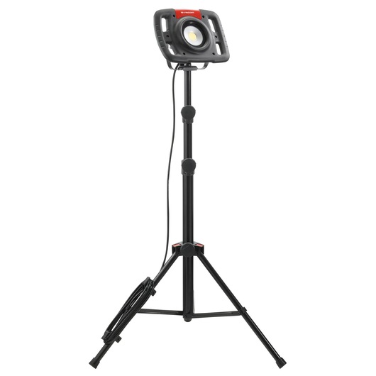 Facom 779_TRIPOD LED work light on adjustable black tripod stand, front angle, photography product.