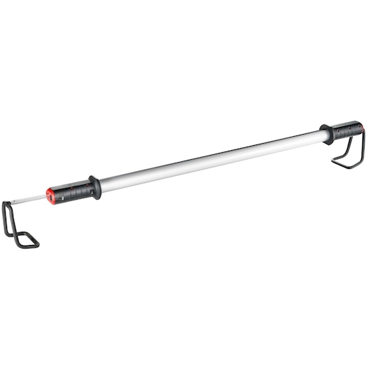 Facom 779_UHPB work light with black handles and hooks, tube-shaped, side angle, white background.