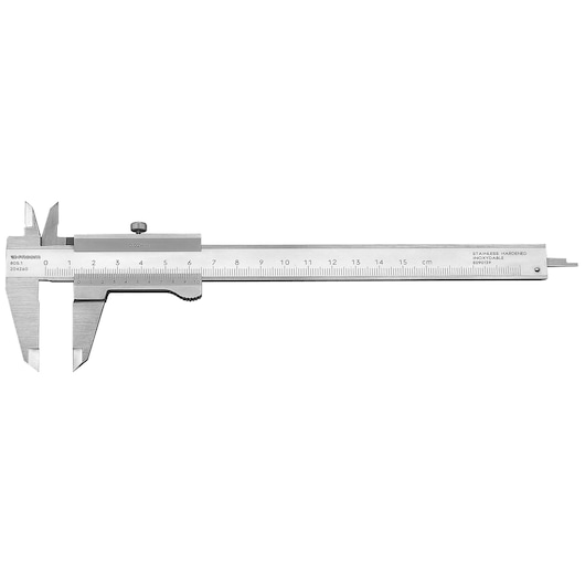 Facom 805_1 stainless steel vernier caliper, side angle, white background