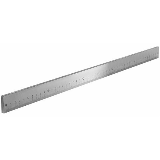 Facom 809ING500 stainless steel ruler with metric scale, photography, angled on white background.