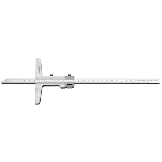 Facom 811C_250 stainless steel depth gauge with vernier scale, side view on white background.
