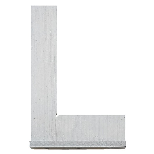 Facom 819B10 machinist's square with flat base, silver metal, shown in upright front angle on white background.
