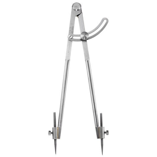 Facom 823_25 metal drawing compass, photography, front angle, adjustable legs and locking screw.