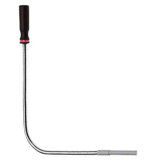 Facom 827B flexible magnetic pickup tool with black handle and silver shaft, side view on white background.