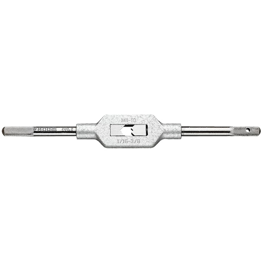 Facom tap wrench 831_1, silver metal, knurled handles, front angle, white background.